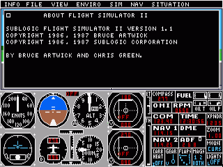 Flight Simulator II title screen for Amiga